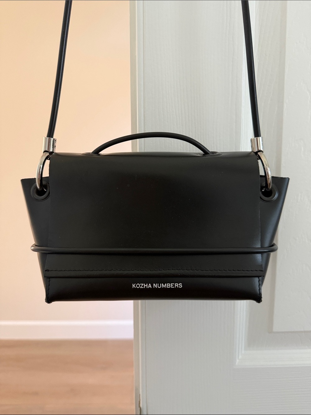 Kozha Numbers Black Leather Crossbody Bag